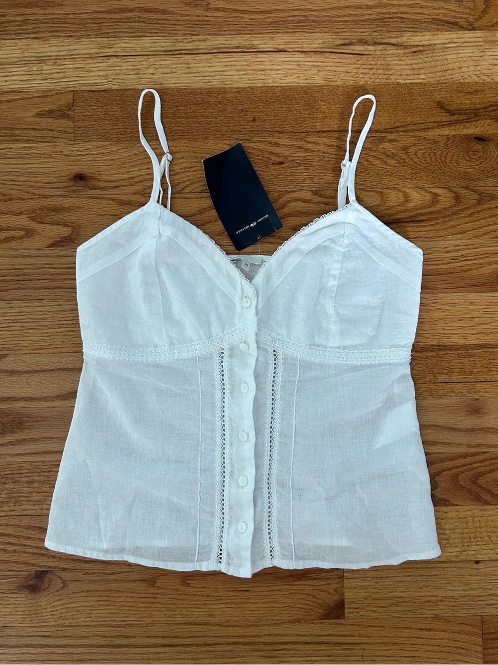 Brandy Melville Linen Lace Button Down Tank Top NWT